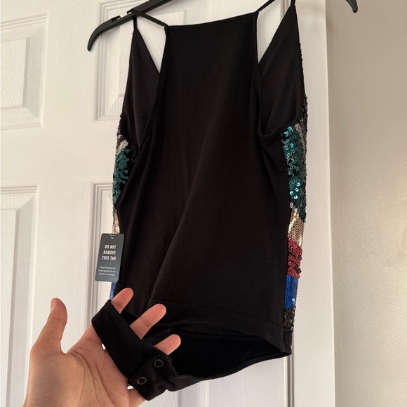 EXPRESS Holiday Multi Color Sequins Bodysuit Festival Coachella - Picture 4 of 10